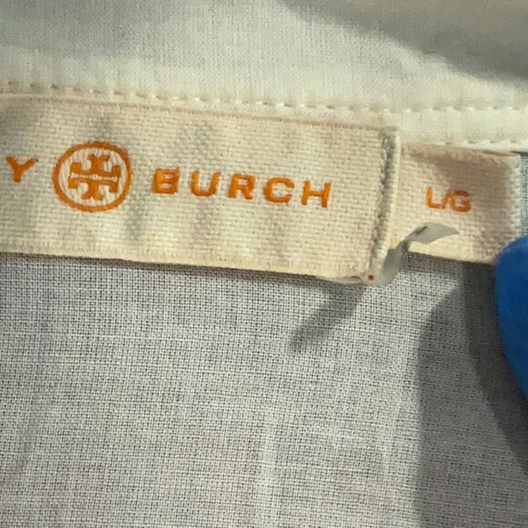Tory Burch Stephanie Embroidered Coverup Tunic Top Ivory blue L - Picture 11 of 14